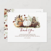 森の動物とパンプキンの誕生日お礼 ポストカード (正面/裏面)