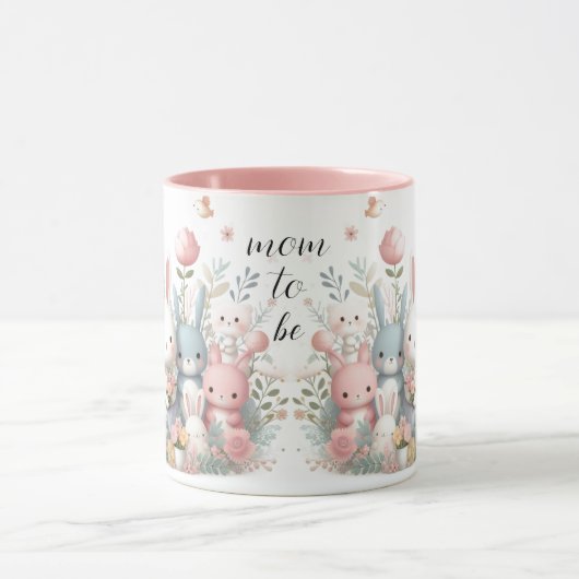 森の動物になるママピンクのマグカップ マグカップ (中央)