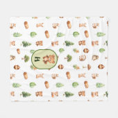 森の動物のかわいい森 フリースブランケット (正面(横))