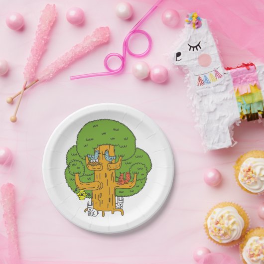 森の動物のかわいい自然 ペーパープレート (パーティー)