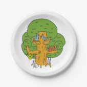 森の動物のかわいい自然 ペーパープレート (正面)