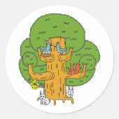 森の動物のかわいい自然 ラウンドシール (正面)