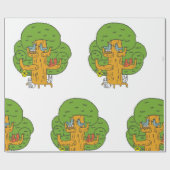 森の動物のかわいい自然 ラッピングペーパー (フラット)