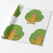 森の動物のかわいい自然 ラッピングペーパー (アンロールド)