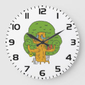 森の動物のかわいい自然 ラージ壁時計 (正面)