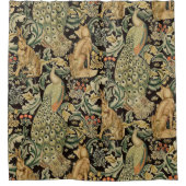 森の動物のキツネ，孔雀，緑のフローラでウサギ シャワーカーテン (正面)