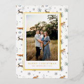 森の動物のクリスマスホリデー写真カード 箔シーズンカード (正面)