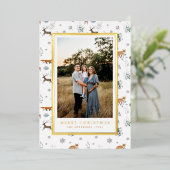 森の動物のクリスマスホリデー写真カード 箔シーズンカード (立ち正面)