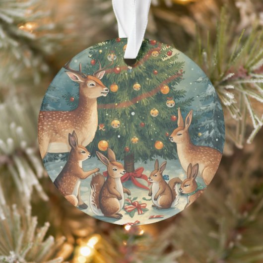 森の動物のクリスマス・シーン オーナメント (ツリー)