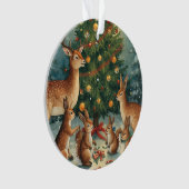 森の動物のクリスマス・シーン オーナメント (正面)