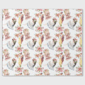 森の動物のパターンを持つ女の子供へ子  ラッピングペーパー (フラット)