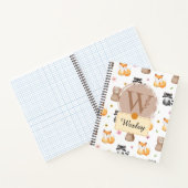 森の動物のパーソナライズ - Wの名前付き ノートブック (内部)