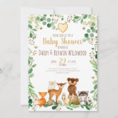 森の動物のベビーシャワー招待状 招待状 (正面)