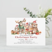 森の動物のメリー小さなクリスマスパーティー 招待状 (スタンド正面)