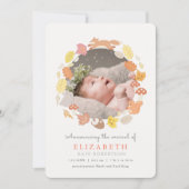 森の動物のリース　写真　出産報告 招待状 (正面)