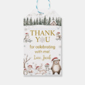 森の動物の冬の誕生日お礼 ギフトタグ (正面)