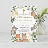 森の動物の初めての聖体拝領招待状 招待状 (スタンド正面)