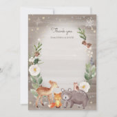 森の動物の友人が赤ちゃんのシャワーを輝く サンキューカード (正面)