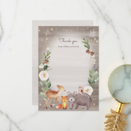 森の動物の友人が赤ちゃんのシャワーを輝く サンキューカード