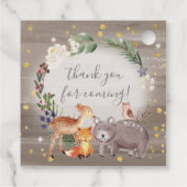 森の動物の友人が赤ちゃんのシャワーを輝く フェイバータグ (裏面)