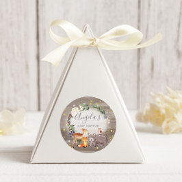 森の動物の友人が赤ちゃんのシャワーを輝く ラウンドシール