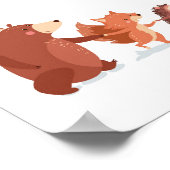 森の動物の壁ステッカー 子供向け クマ きつね ポスター (角)