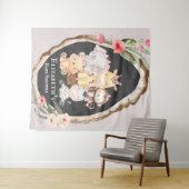 森の動物の女の子の赤ちゃんシャワー フォトブース タペストリー (インサイチュ(横))