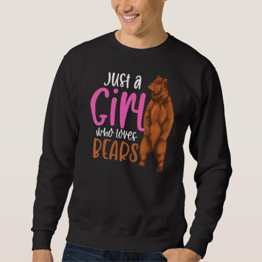 森の動物の女の子茶色のクマの女の子 スウェットシャツ (正面)