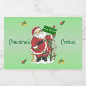 森の動物の木が緑に染み込む、かわいいサンタ フードラベル (シングルラベル)