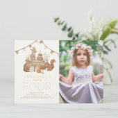 森の動物の森のパーティ子供の誕生日写真 招待状 (スタンド正面)