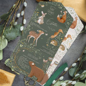 森の動物の森の友達ベビーシャワーの本 オールインワン招待状