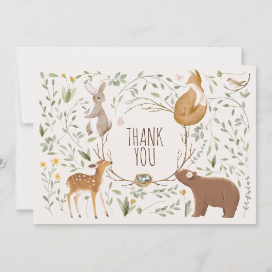 森の動物の森の友達ベビーシャワー 招待状 (裏面)