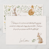 森の動物の森の友達ベビーシャワー 招待状 (正面/裏面)