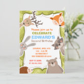 森の動物の森の誕生日パーティー招待状 招待状 (スタンド正面)