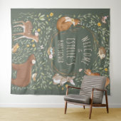 森の動物の森の赤ちゃん歓迎の看板 タペストリー (インサイチュ(横))