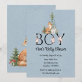 森の動物の男の子のベビーシャワー 招待状 (正面/裏面)