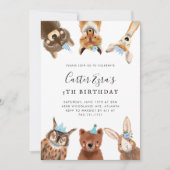 森の動物の男の子の誕生日パーティー 招待状 (正面)