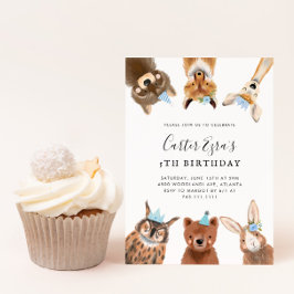 森の動物の男の子の誕生日パーティー 招待状