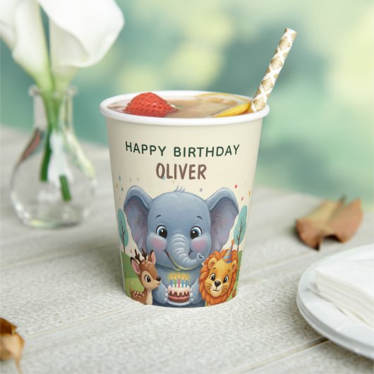 森の動物の絵本の誕生日 紙コップ (インサイチュ)