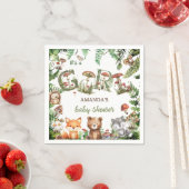 森の動物の緑かわいい赤ちゃん女の子シャワー スタンダードカクテルナプキン (インサイチュ)