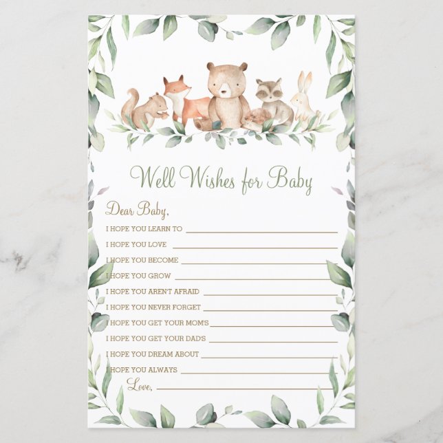 森の動物の緑がベビーの願い (正面)