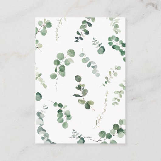 森の動物の緑が本を持ってベビー エンクロージャーカード (裏面)