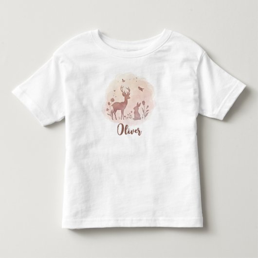 森の動物の繊細なシルエット トドラーTシャツ (正面)