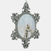 森の動物の美しいコヨーテ スノーフレークピューターオーナメント (左)