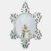 森の動物の美しいコヨーテ スノーフレークピューターオーナメント (右)