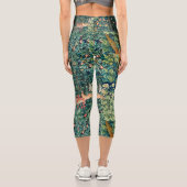 森の動物の群れ、キジの鳥、緑のフローラ カプリレギンス (裏面)