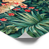 森の動物の群れ,キジの鳥,緑のフローラ ポスター (角)