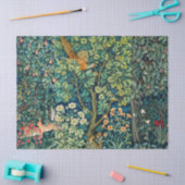 森の動物の群れ，キジの鳥，緑のフローラ 薄葉紙 (クラフト)