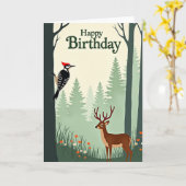 森の動物の誕生日カード カード (黄色い花)