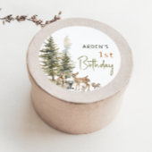 森の動物の誕生日パーティーの景品 ラウンドシール